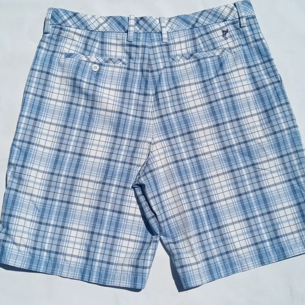 NWOT- Ashworth blue and white plaid dress shorts. Size 36.  C227​​​​​​ - Picture 8 of 10